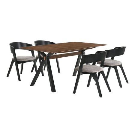 Armen Living Laredo and Jackie 5 Piece Black Rectangular Dining Set SETLRDIBLK5E